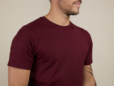 Pétrone T-shirt manches courtes coton bio tencel bordeaux foncé homme#couleur_bordeaux-foncé