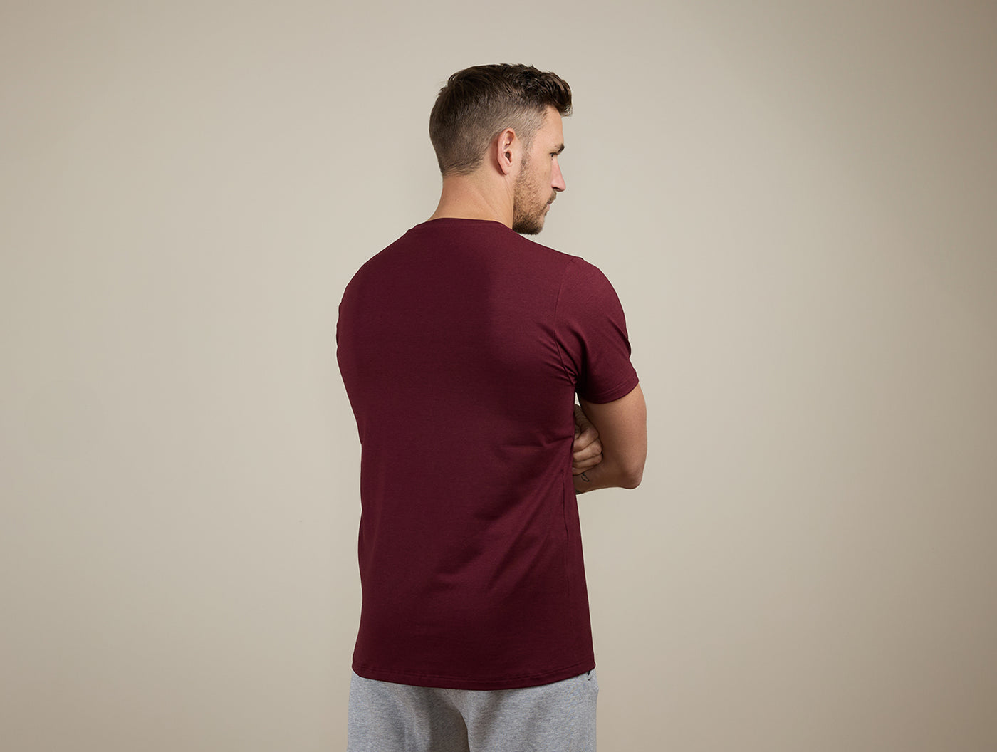 Pétrone T-shirt manches courtes coton bio tencel bordeaux foncé homme#couleur_bordeaux-foncé