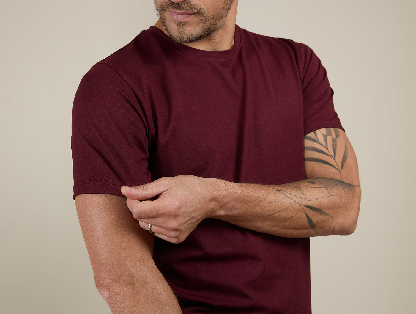 Pétrone T-shirt manches courtes coton bio tencel bordeaux foncé homme#couleur_bordeaux-foncé