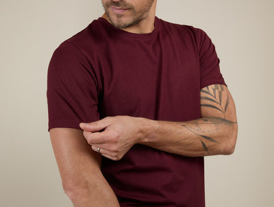 Pétrone T-shirt manches courtes coton bio tencel bordeaux foncé homme#couleur_bordeaux-foncé