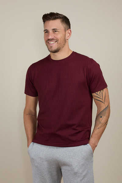 Pétrone T-shirt manches courtes coton bio tencel bordeaux foncé homme