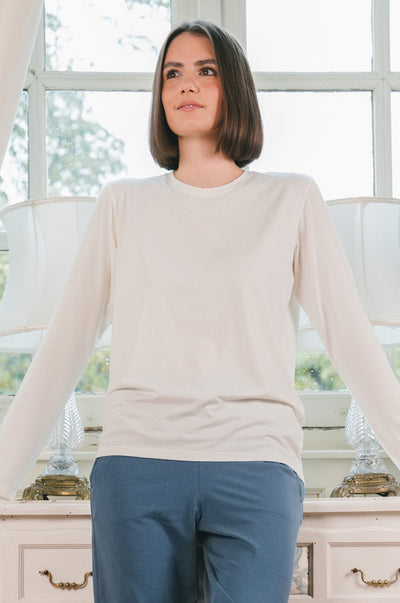 Pétrone T-shirt manches longues coton biologique tencel lyocell blanc crème