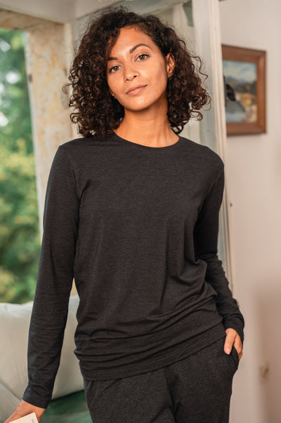 Pétrone T-shirt manches longues coton biologique tencel lyocell gris anthracite