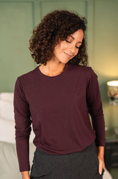 Pétrone T-shirt manches longues coton biologique tencel lyocell lie de vin