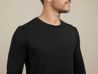 Pétrone T-shirt manches longues coton bio tencel noir homme#couleur_noir