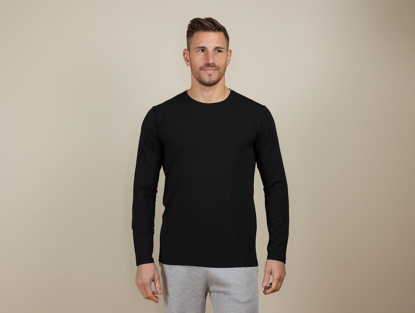 Pétrone T-shirt manches longues coton bio tencel noir homme#couleur_noir