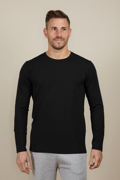 Pétrone T-shirt manches longues coton bio tencel noir homme