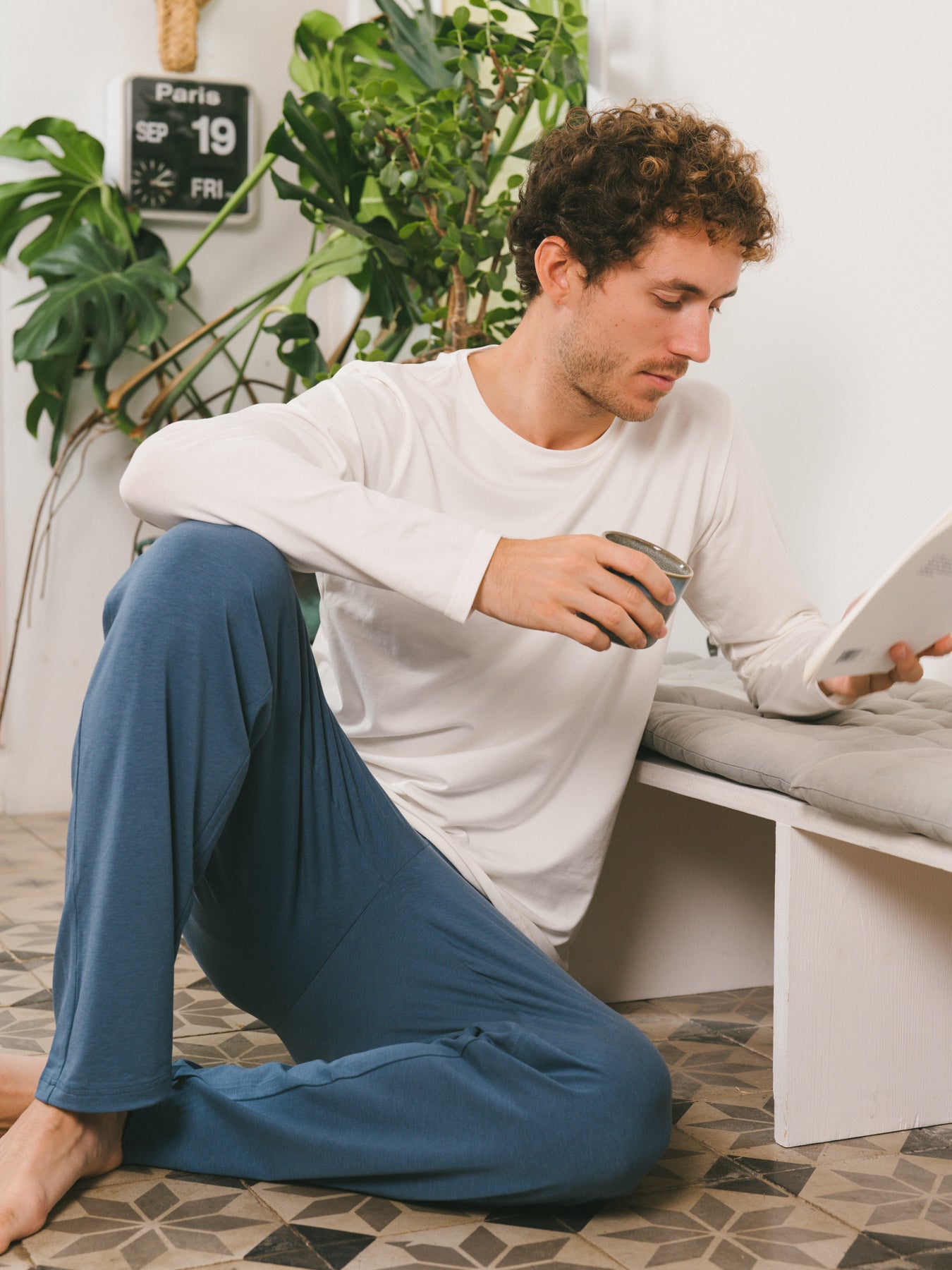 Ensemble de pyjama coton biologique tencel lyocell homme#