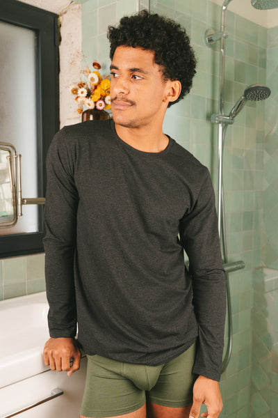 Pétrone T-shirt manches longues coton biologique tencel lyocell gris anthracite homme vignette