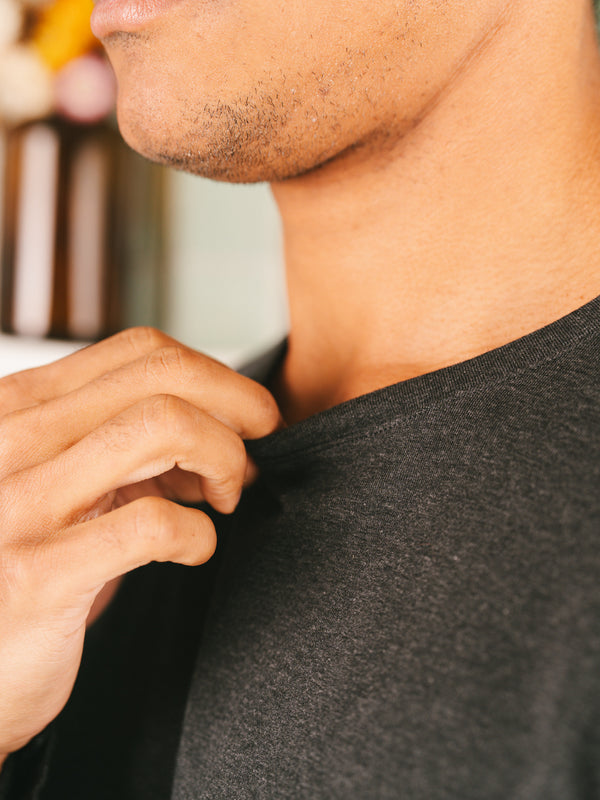 Pétrone T-shirt manches longues coton biologique tencel lyocell gris anthracite homme#couleur_gris-anthracite