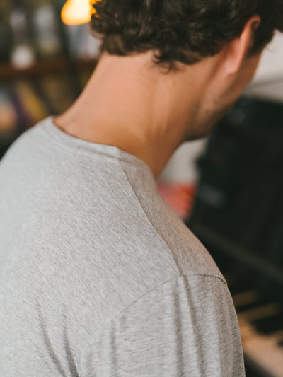 Pétrone T-shirt manches longues coton biologique tencel lyocell gris clair homme#couleur_gris-chiné-clair
