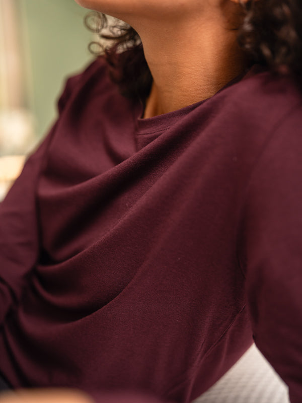 Pétrone T-shirt manches longues coton biologique tencel lyocell lie de vin femme#couleur_bordeaux-foncé