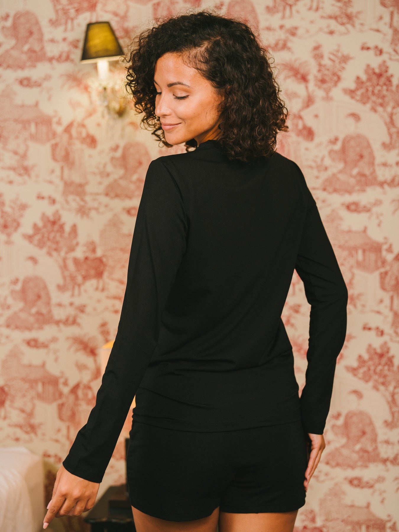 Pétrone T-shirt manches longues coton biologique tencel lyocell noir femme#couleur_noir