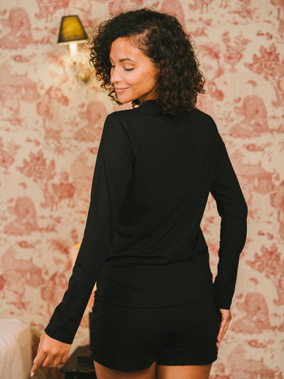 Pétrone T-shirt manches longues coton biologique tencel lyocell noir femme#couleur_noir