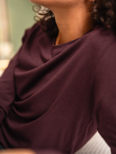 Pétrone T-shirt manches longues coton biologique tencel lyocell lie de vin femme#couleur_lie-de-vin