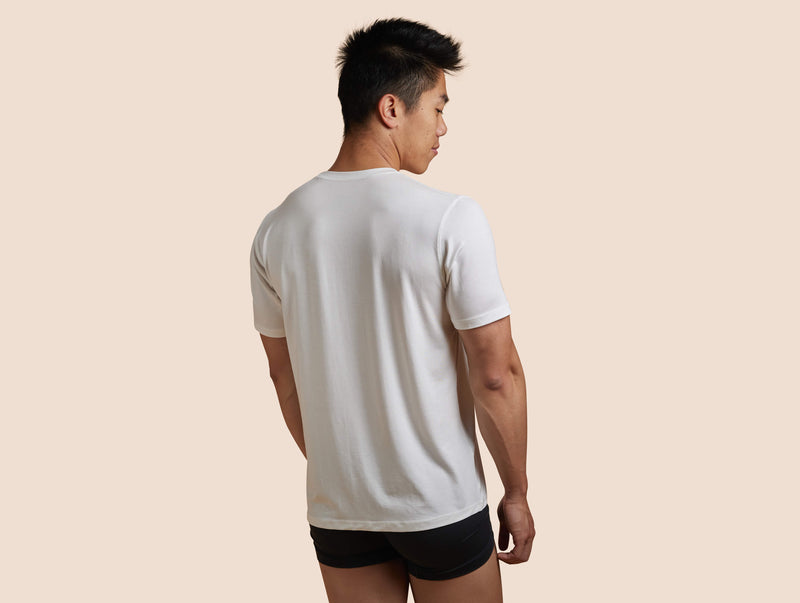 Pétrone T-shirt droit sport tencel blanc crème homme#couleur_blanc-crème