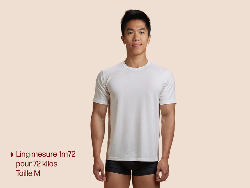Pétrone T-shirt droit sport tencel blanc crème homme#couleur_blanc-crème