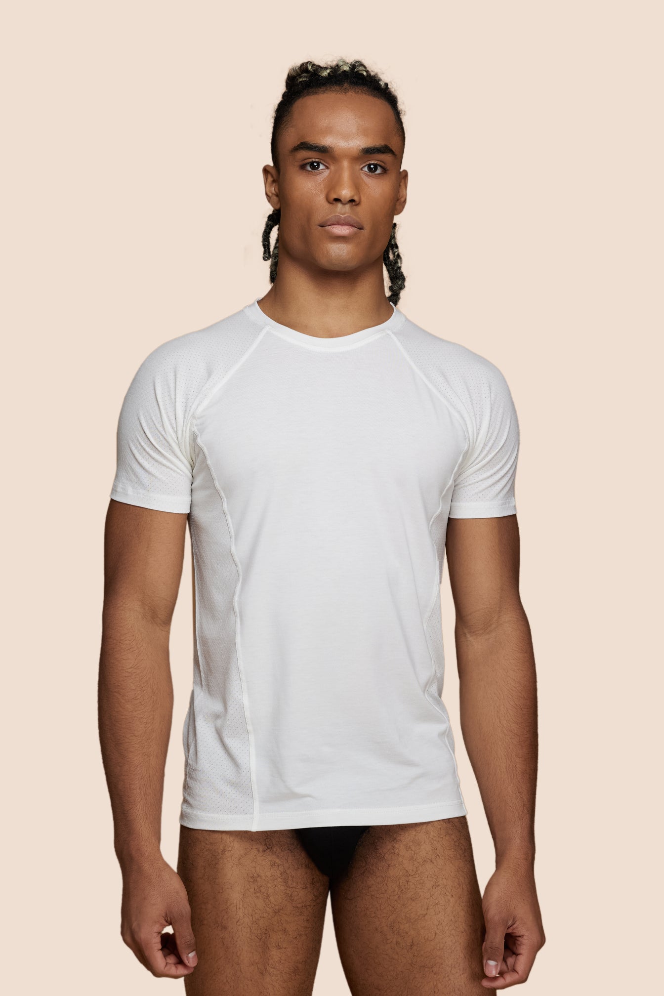 Pétrone T-shirt sport tencel blanc crème homme