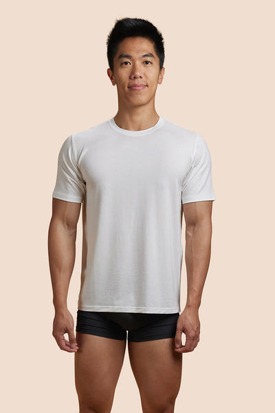 Pétrone T-shirt droit sport tencel blanc crème homme