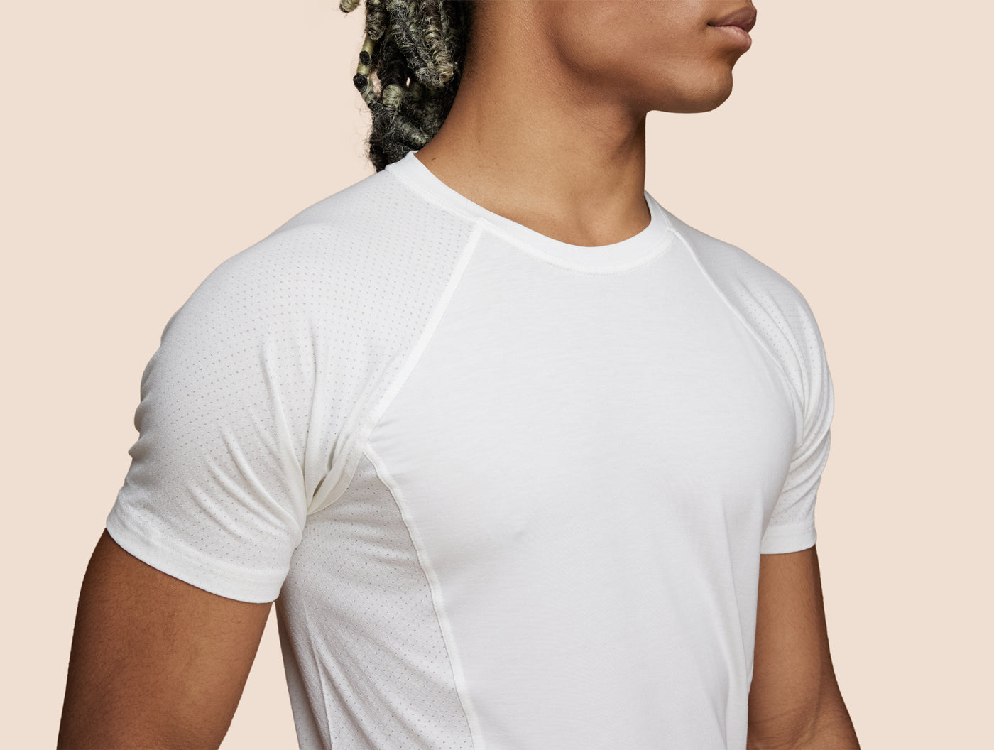 Pétrone T-shirt sport tencel blanc crème homme zoom#couleur_blanc-crème