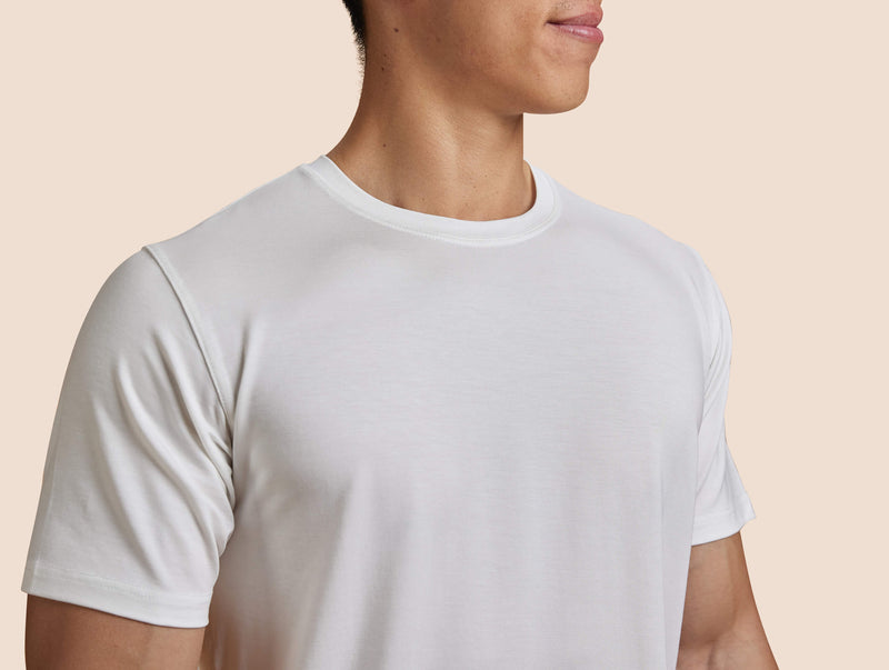 Pétrone T-shirt droit sport tencel blanc crème homme#couleur_blanc-crème