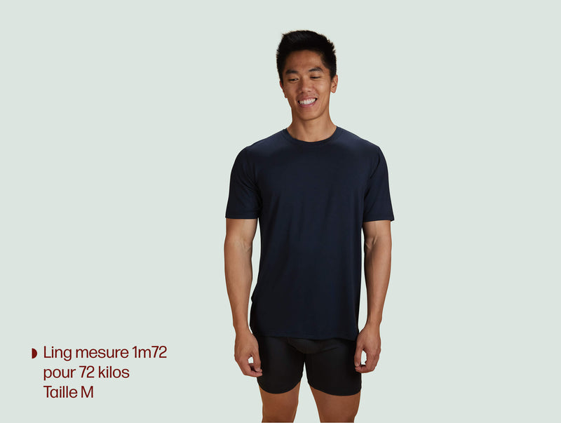 Pétrone T-shirt droit sport tencel bleu marine homme#couleur_bleu-marine