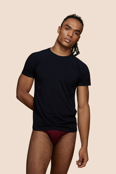 Pétrone T-shirt sport tencel bleu marine homme