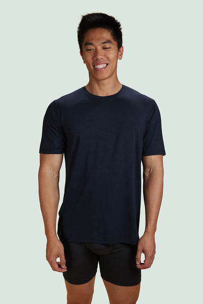 Pétrone T-shirt droit sport tencel bleu marine homme