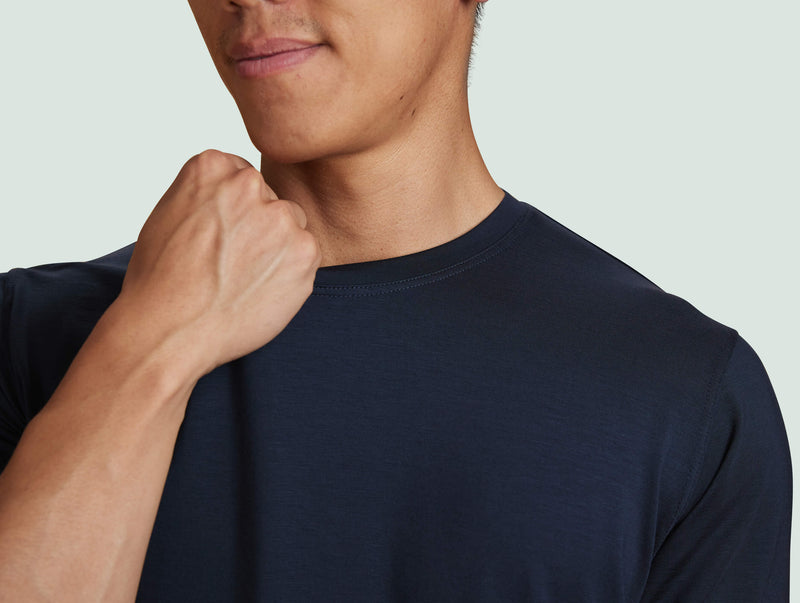 Pétrone T-shirt droit sport tencel bleu marine homme#couleur_bleu-marine