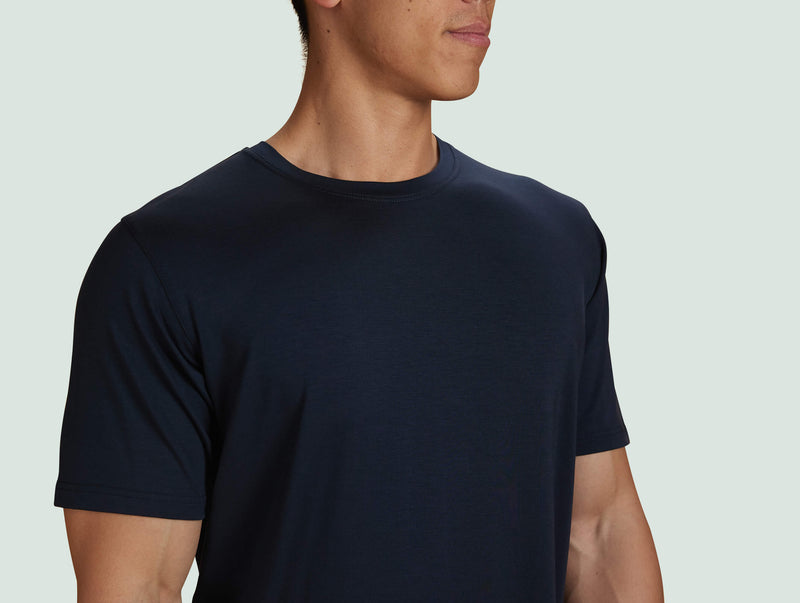 Pétrone T-shirt droit sport tencel bleu marine homme#couleur_bleu-marine