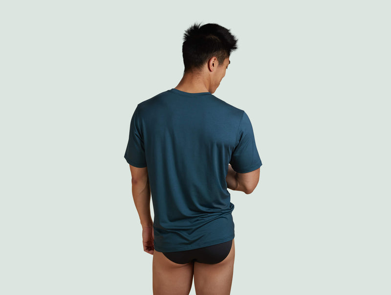 Pétrone T-shirt droit sport tencel bleu pétrole homme#couleur_bleu-pétrole