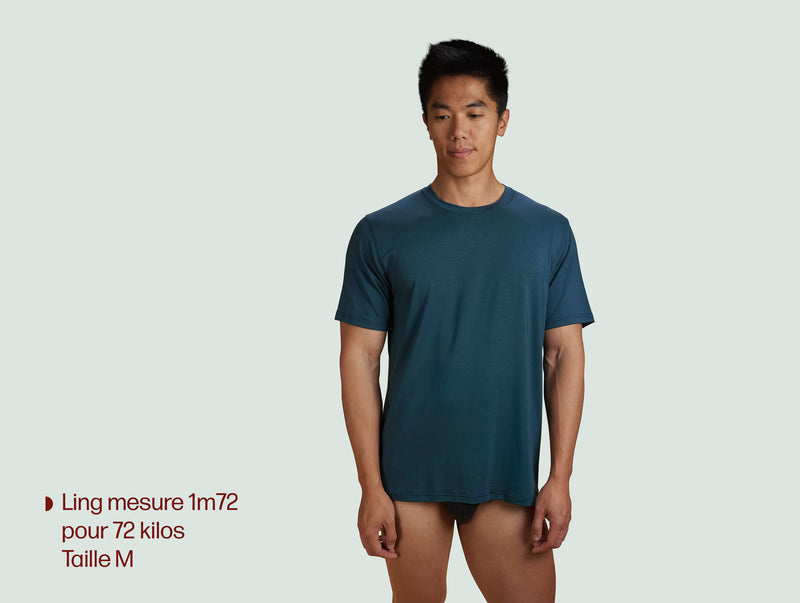 Pétrone T-shirt droit sport tencel bleu pétrole homme#couleur_bleu-pétrole