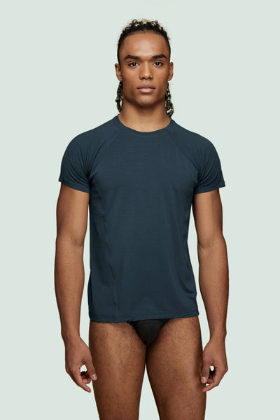 Pétrone T-shirt sport tencel bleu pétrole homme