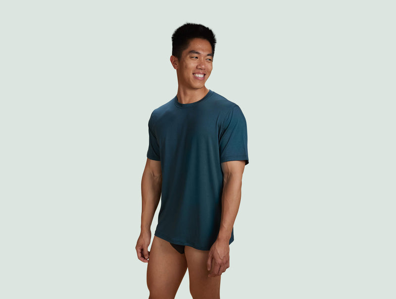 Pétrone T-shirt droit sport tencel bleu pétrole homme#couleur_bleu-pétrole