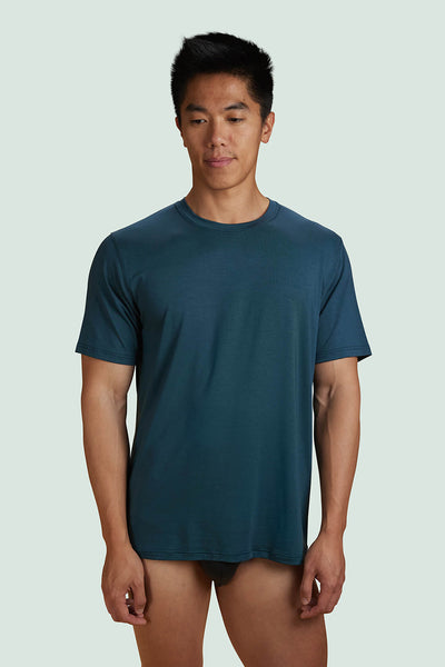 Pétrone T-shirt droit sport tencel bleu pétrole homme