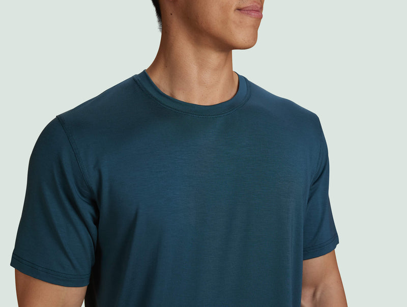 Pétrone T-shirt droit sport tencel bleu pétrole homme#couleur_bleu-pétrole