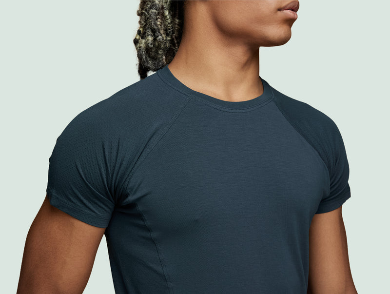 Pétrone T-shirt sport tencel bleu pétrole homme zoom#couleur_bleu-pétrole
