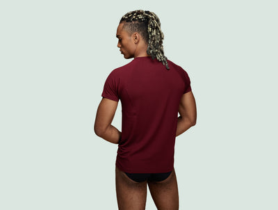 Pétrone T-shirt sport tencel bordeaux foncé homme dos#couleur_bordeaux-foncé