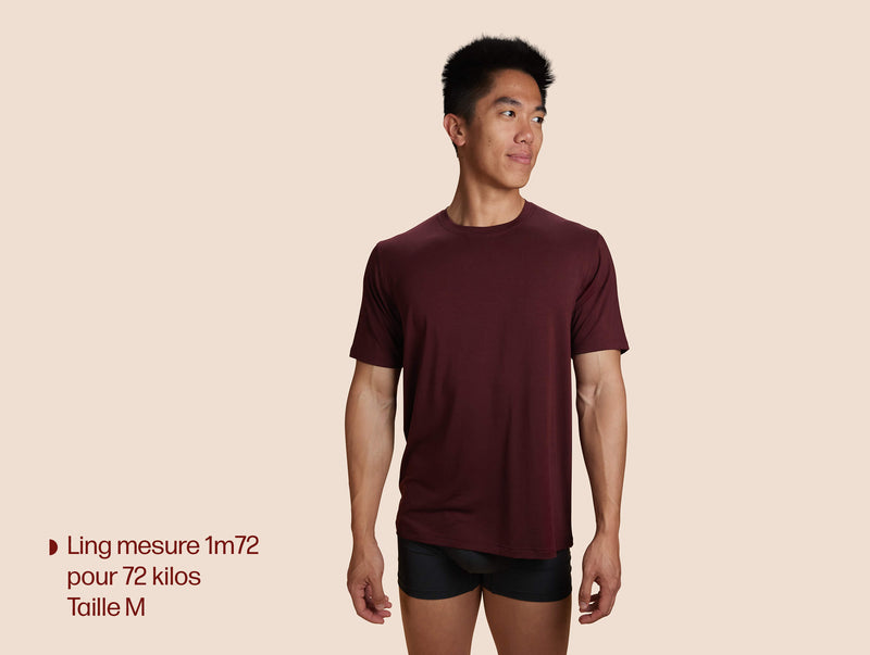 Pétrone T-shirt droit sport tencel bordeaux foncé homme#couleur_bordeaux-foncé