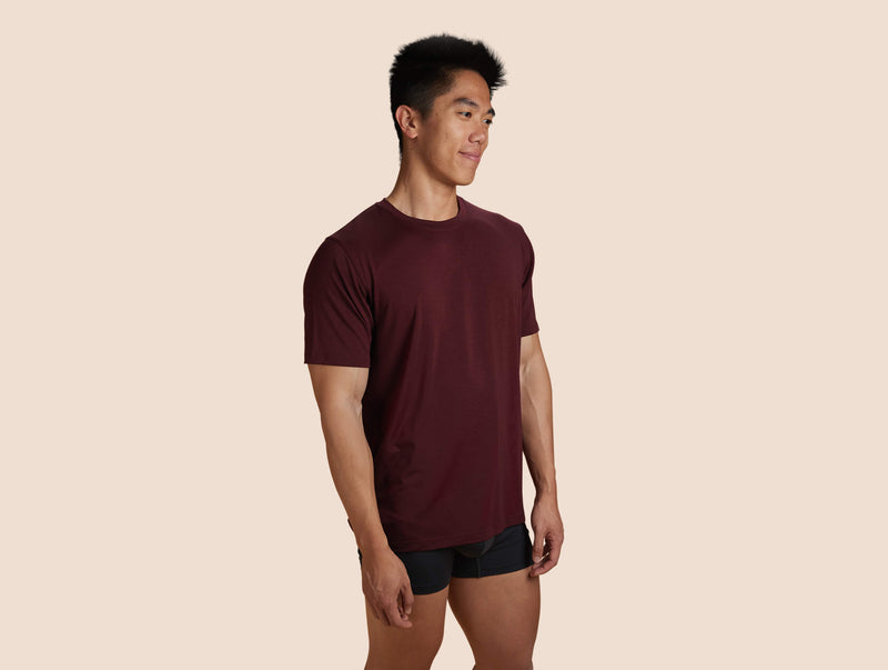 Pétrone T-shirt droit sport tencel bordeaux foncé homme#couleur_bordeaux-foncé