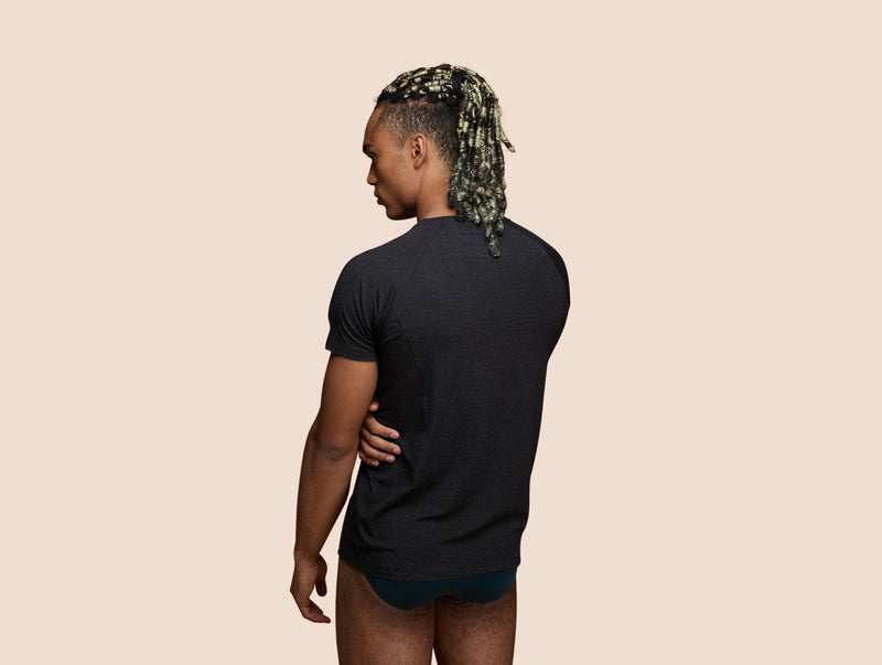 Pétrone T-shirt sport tencel gris anthracite homme dos#couleur_gris-anthracite