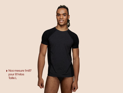 Pétrone T-shirt sport tencel gris anthracite - noir homme face#couleur_gris-anthracite-noir