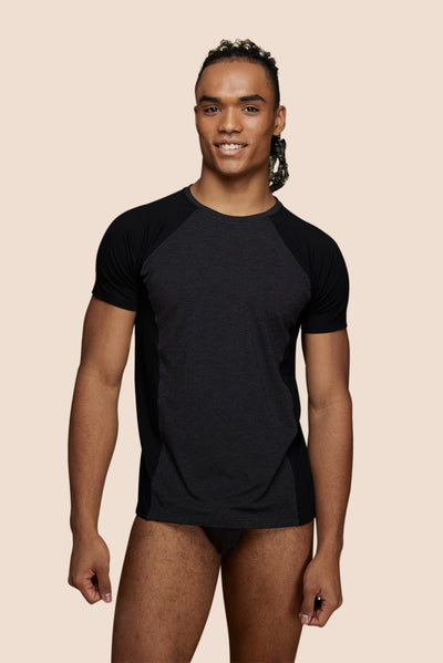 Pétrone T-shirt sport tencel gris anthracite - noir homme