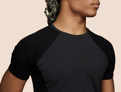 Pétrone T-shirt sport tencel gris anthracite - noir homme zoom#couleur_gris-anthracite-noir
