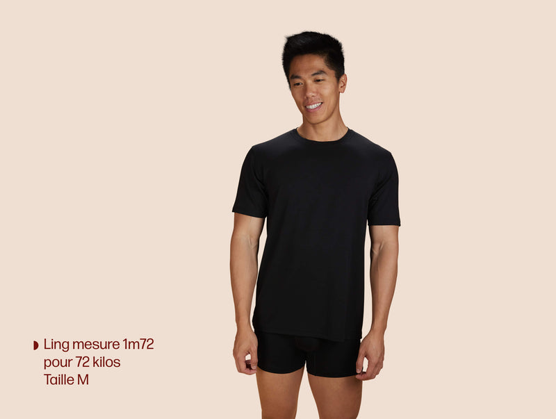 Pétrone T-shirt droit sport tencel noir homme#couleur_noir