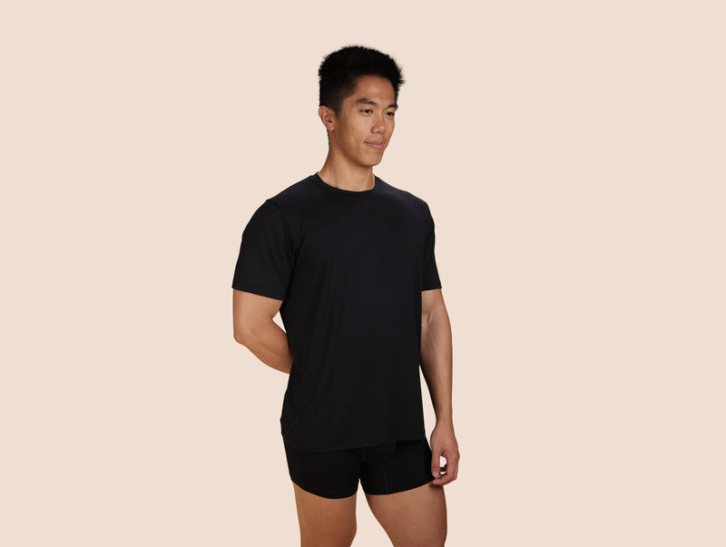 Pétrone T-shirt droit sport tencel noir homme#couleur_noir