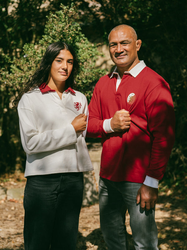 Pétrone RCA Polo manches longues héritage rugby coton bio rouge homme