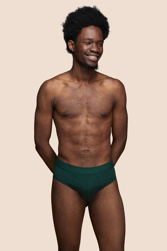 Pétrone slip coton biologique Tencel vert bouteille homme