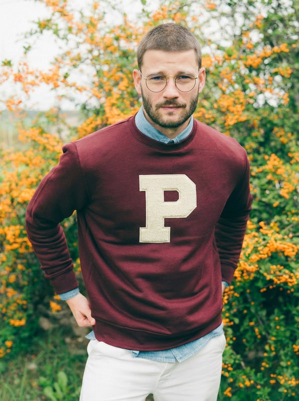 Pétrone sweat homme Tencel coton bio bordeaux foncé #couleur_bordeaux-foncé