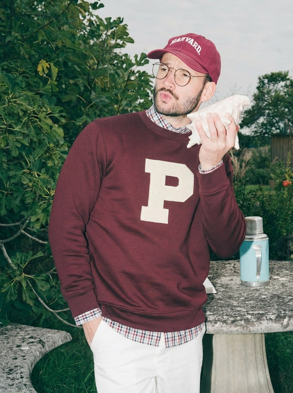 Pétrone sweat homme Tencel coton bio bordeaux foncé #couleur_bordeaux-foncé